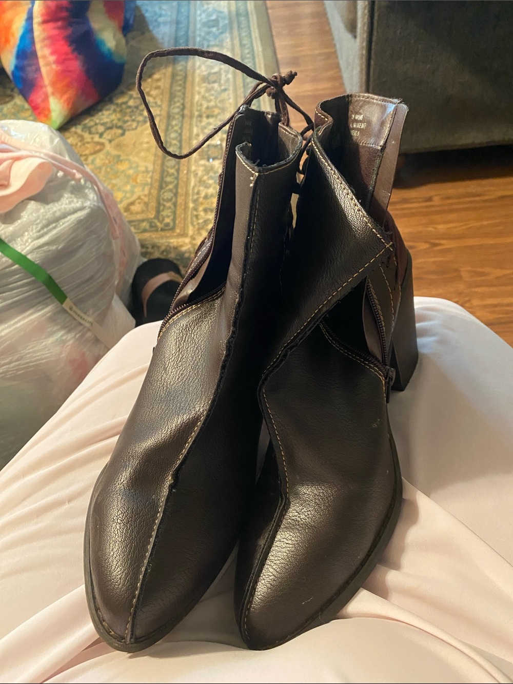 Women's Brown Leather Ankle Booties - Classic Side-Zip Style